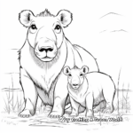 Mother Capybara with Baby Capybara Coloring Pages 3