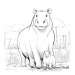 Mother Capybara with Baby Capybara Coloring Pages 4
