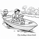 Motorized Canoe Fishing Boat Coloring Pages 4