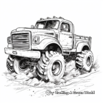 Mud Truck in Action: Exciting Scene Coloring Pages 1