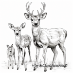 Mule Deer Family Coloring Pages: Male, Female, and Fawns 2