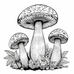Mushroom Family: Bolete, Morel, and Amanita Coloring Pages 4