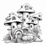 Mushroom Village Fantasy Coloring Pages 2