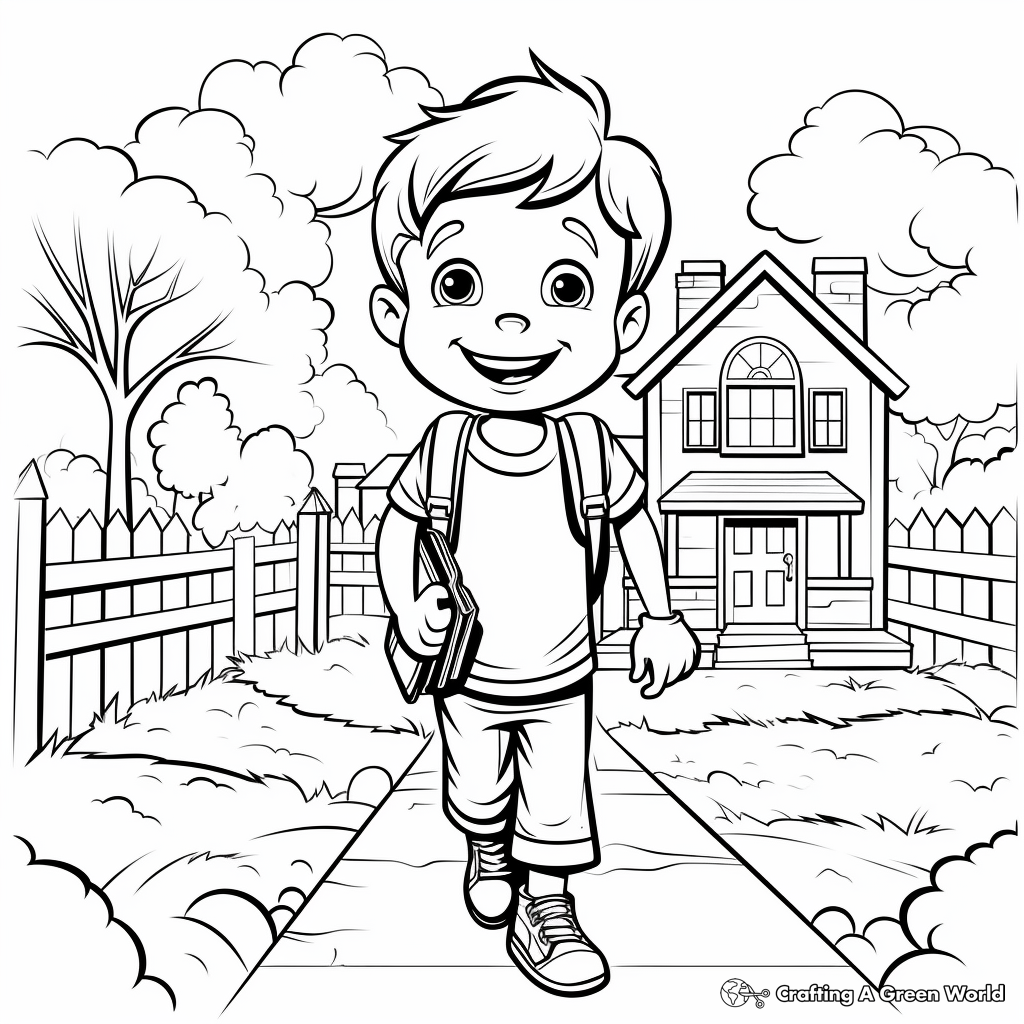 My First Day of School Coloring pages for Children 1
