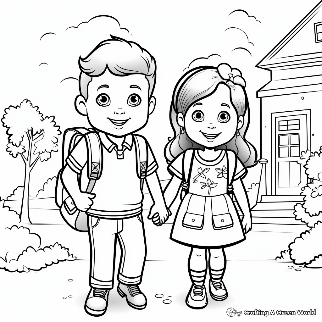 My First Day of School Coloring pages for Children 2