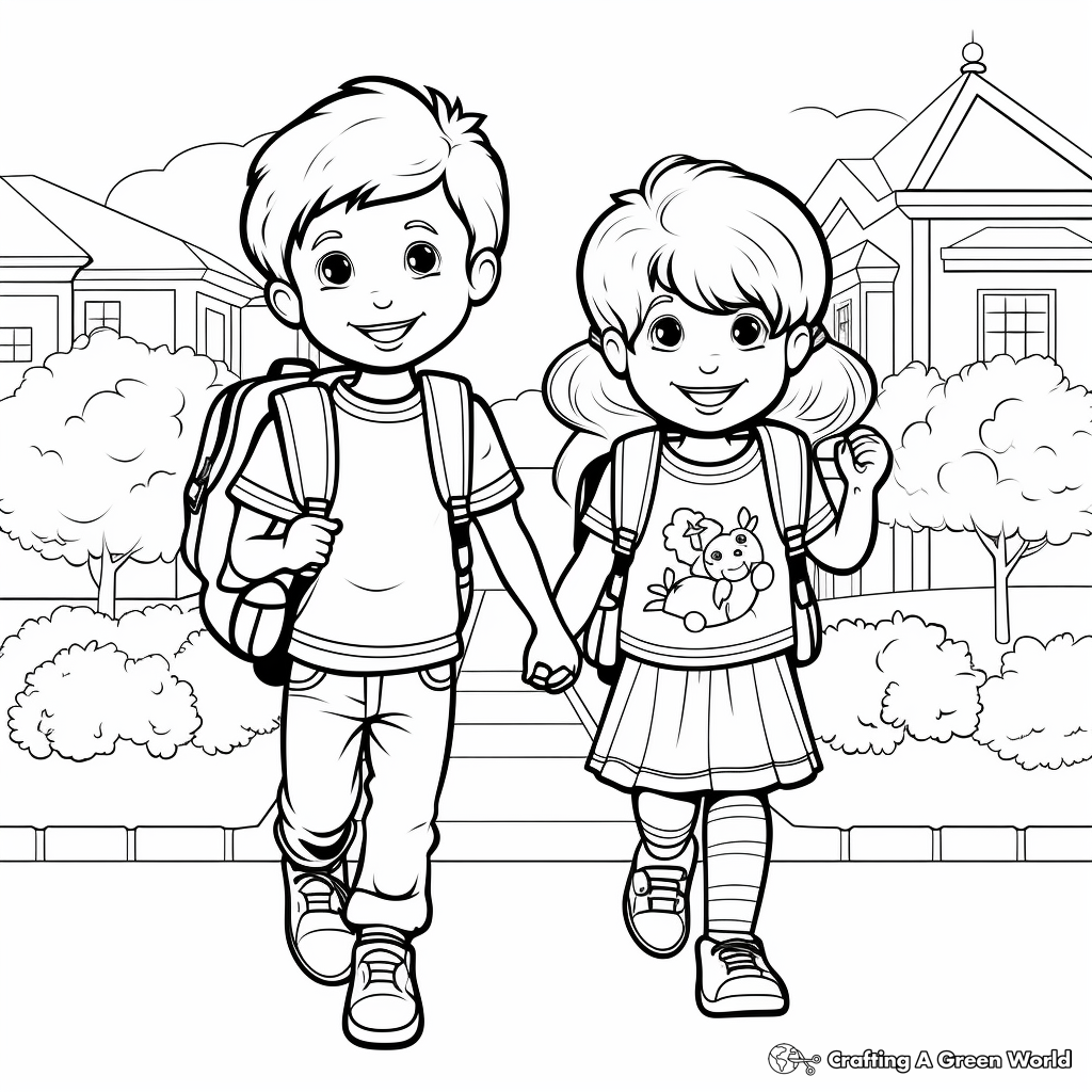 My First Day of School Coloring pages for Children 3