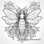 Mystic Fantasy Queen Bee Coloring Pages for Adults 1