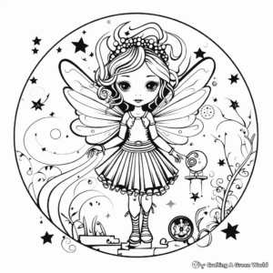 Mystical Fairy Vector Coloring Pages 1