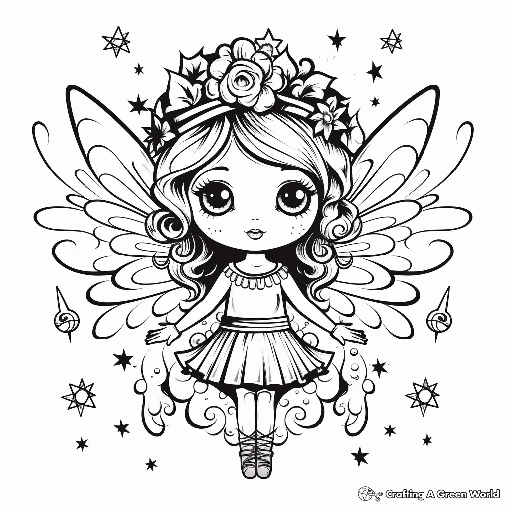 Mystical Fairy Vector Coloring Pages 2