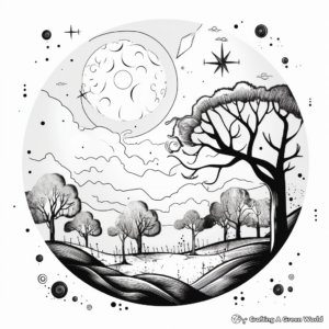 Mystical Fall Full Moon Coloring Pages 4