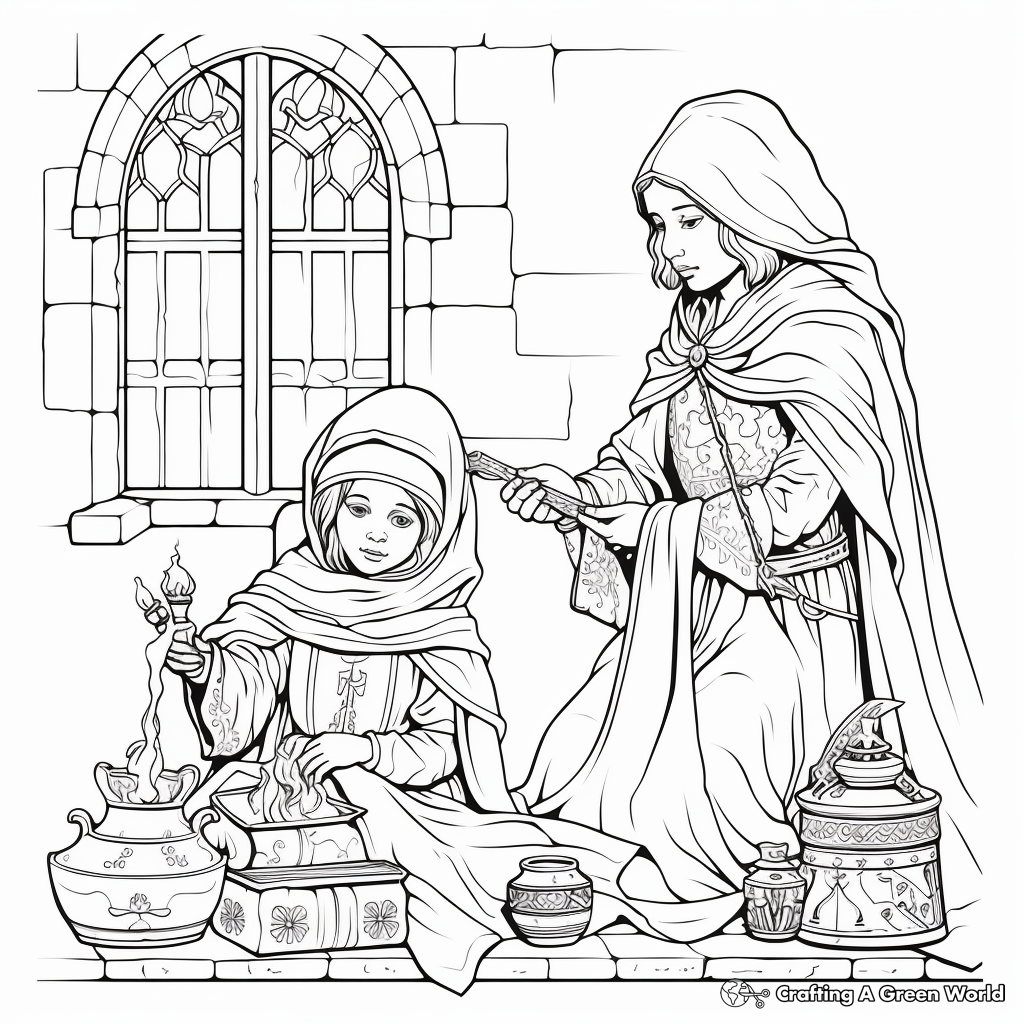 Mystical Medieval Sorcery Coloring Pages 1