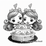 Mystical Mermaid Twins Cake Coloring Pages 1