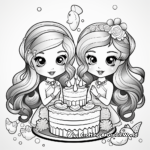 Mystical Mermaid Twins Cake Coloring Pages 2