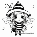 Mystical Witch Cat Bee Halloween Coloring Pages 2