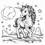 Mythical Comets: Unicorns and Rainbows Coloring Pages 1