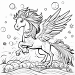 Mythical Comets: Unicorns and Rainbows Coloring Pages 3