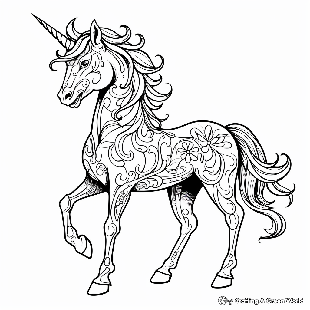 Mythical Creature Unicorn Coloring Pages 1