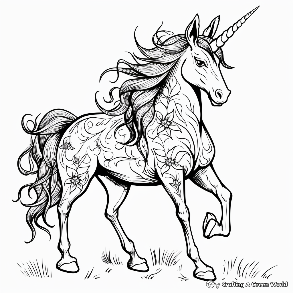 Mythical Creature Unicorn Coloring Pages 2