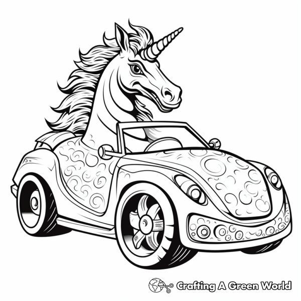 Unicorn Car Coloring Pages - Free & Printable!