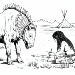 Native American Buffalo Scene Coloring Pages 4