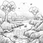 Nature Scene with Honeycomb Coloring Pages 2