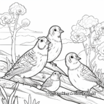 Nature Scene with Quails Coloring Pages 1