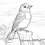Nature Scene with Ruby Throated Hummingbird Coloring Pages 1