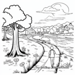 Nature walks: Spring Scene Coloring Pages 1