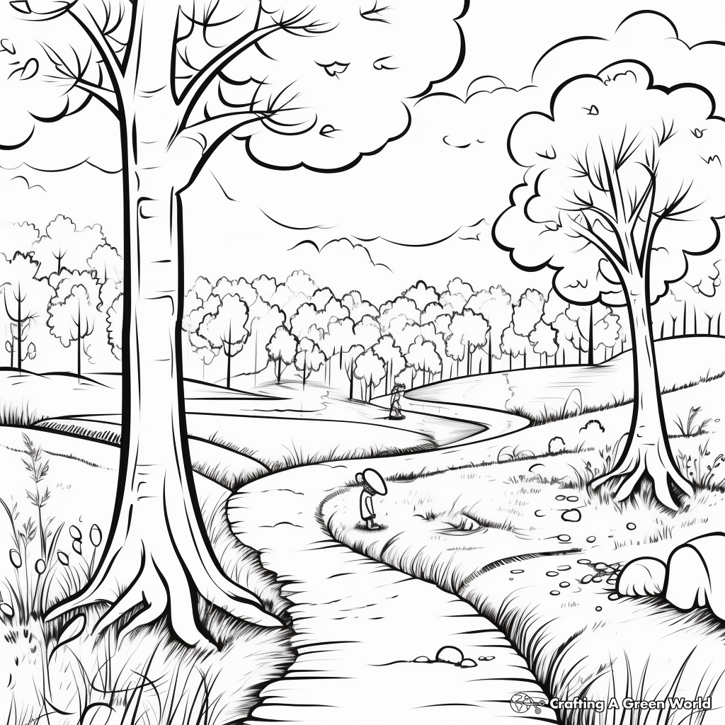 Nature walks: Spring Scene Coloring Pages 3