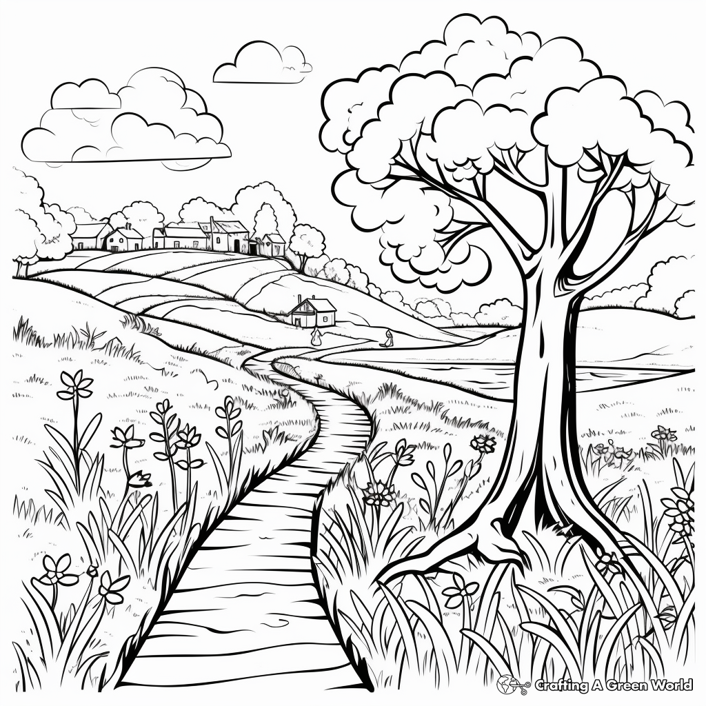 Nature walks: Spring Scene Coloring Pages 4