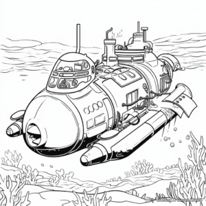 Navy Seal Warship Coloring Pages: Submarine, Ships, and Aircraft Carrier 1