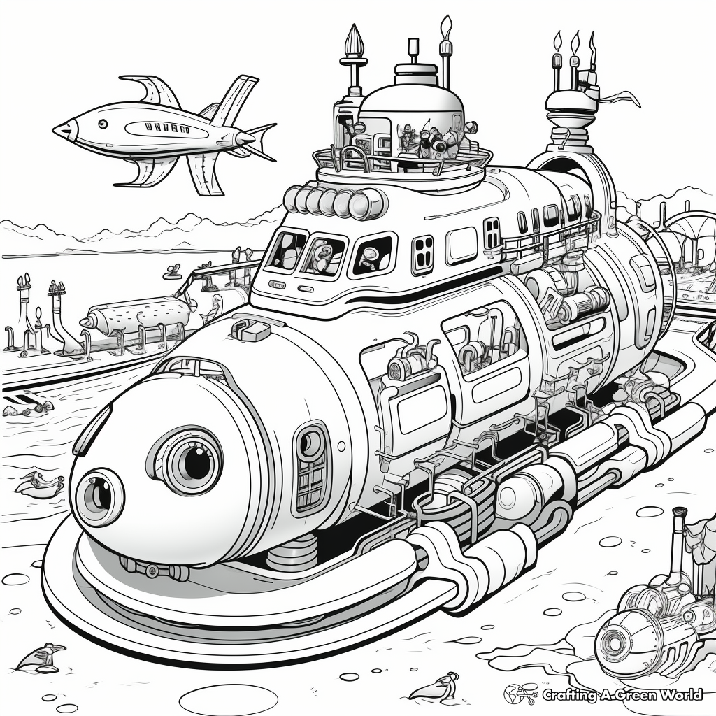 Navy Seal Warship Coloring Pages: Submarine, Ships, and Aircraft Carrier 3