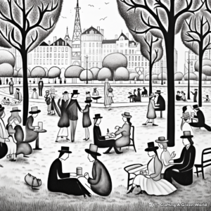 Neo-Impressionist A Sunday Afternoon on the Island of La Grande Jatte by Seurat Coloring Pages 3