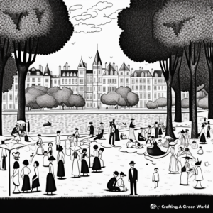 Neo-Impressionist A Sunday Afternoon on the Island of La Grande Jatte by Seurat Coloring Pages 4