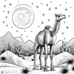 Night Scene: Camel in the Desert Under Starlight Coloring Pages 1