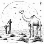 Night Scene: Camel in the Desert Under Starlight Coloring Pages 4