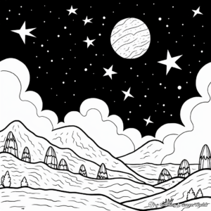 Night Sky with Comets Coloring Pages 1