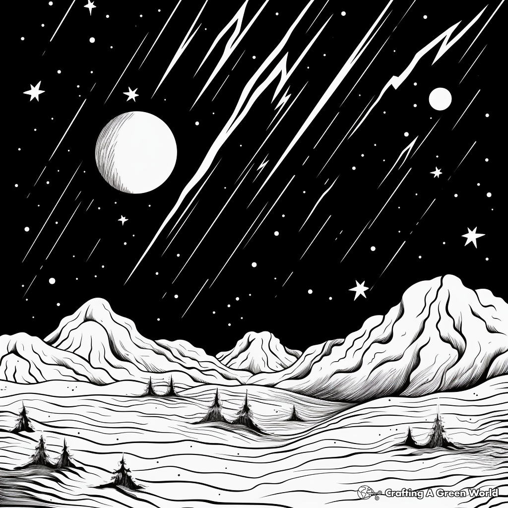 Night Sky with Comets Coloring Pages 2
