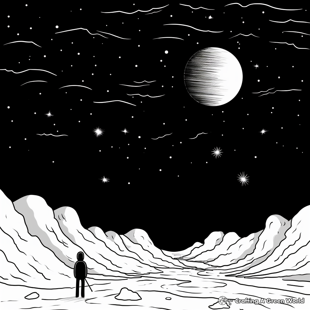 Night Sky with Nebulas: Space-Scene Coloring Pages 2