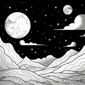 Night Sky with Nebulas: Space-Scene Coloring Pages 3