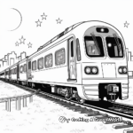Night-time Train Under the Stars Coloring Pages 1