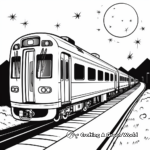 Night-time Train Under the Stars Coloring Pages 2