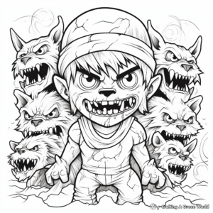 Nightmarish Monster Coloring Pages: Mummies, Werewolves, and Ghouls 1