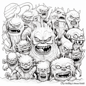Nightmarish Monster Coloring Pages: Mummies, Werewolves, and Ghouls 2