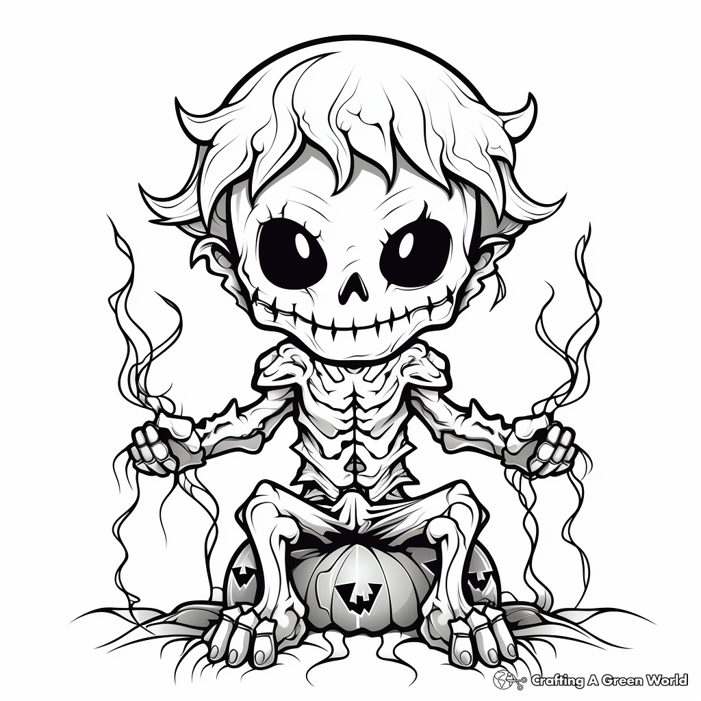 Nightmarish Skeleton Coloring Sheets for Halloween 4