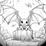 Nocturnal Scene with Bat Coloring Pages 1