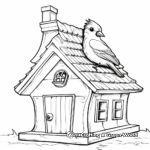 Northern Cardinal Birdhouse Scene Coloring Pages 4