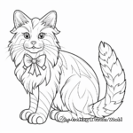 Norwegian Forest Cat with Christmas Bow Coloring Pages 1