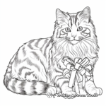Norwegian Forest Cat with Christmas Bow Coloring Pages 3