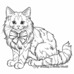 Norwegian Forest Cat with Christmas Bow Coloring Pages 4